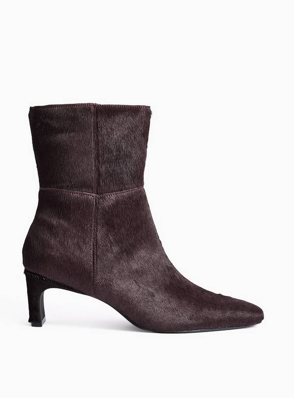 Dark Red Pony Ankle Boots 9